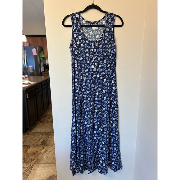 All That Jazz Vintage 90's Floral Maxi Dress Sleeveless Blue White Size 5/6 - Picture 1 of 7